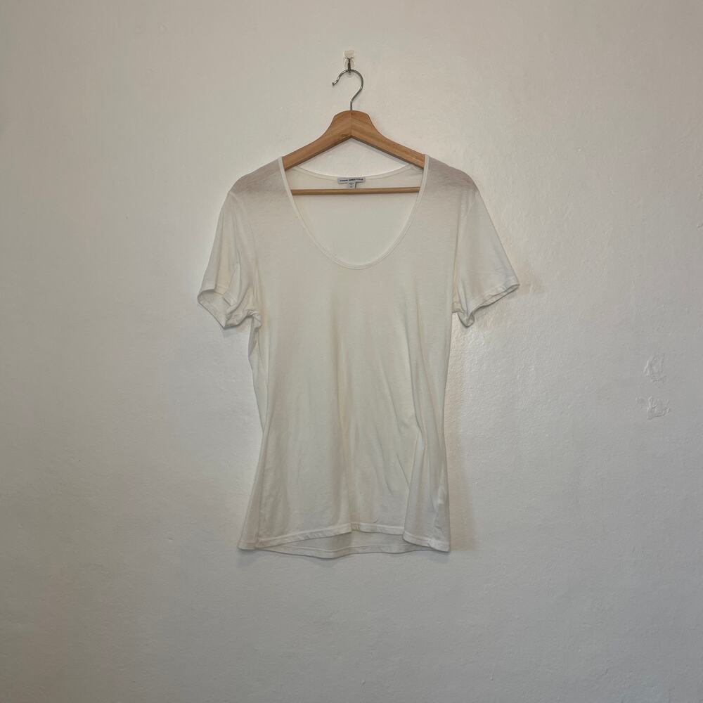 James Perse – White Standard Scoop Neck Short Sleeve T-Shirt